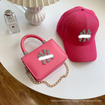 Fashion trendy ladies hats matching mini purse women bucket hats with matching purse